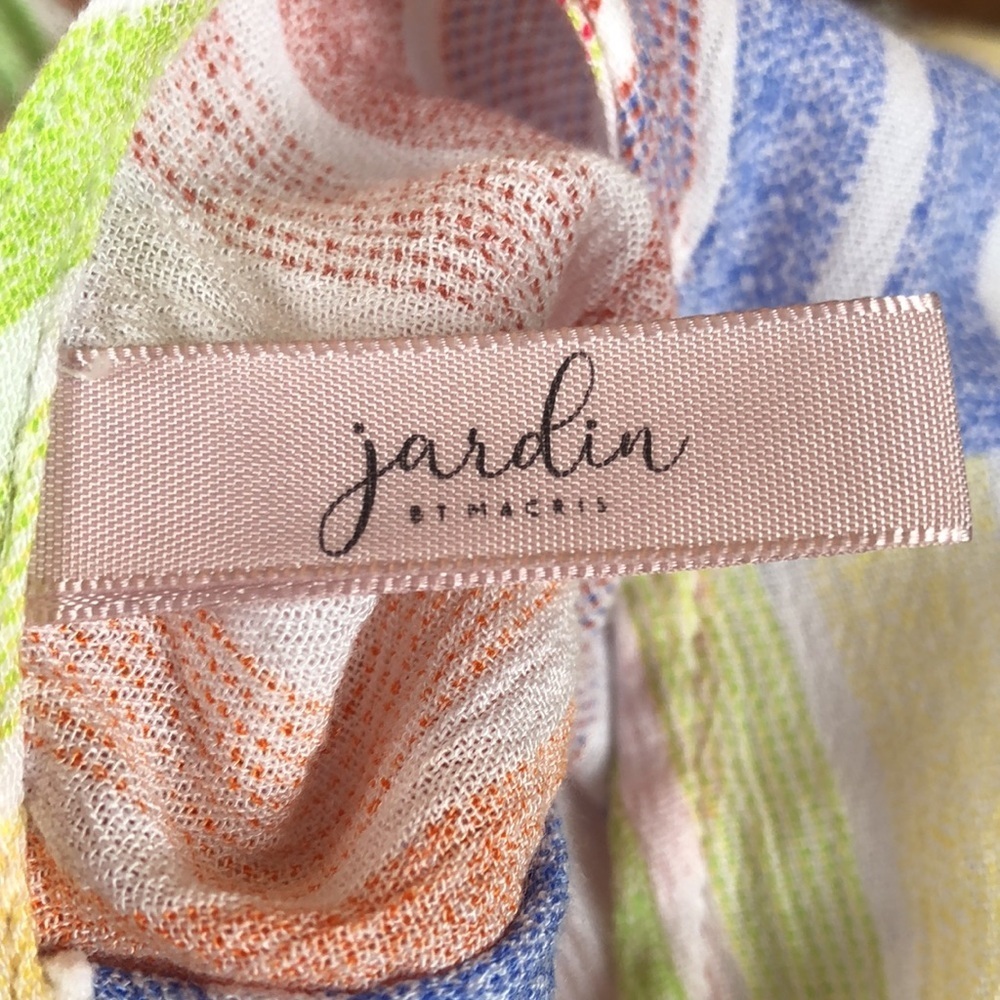 Jardin St. Macris Multi color,striped smocked,tiered mini Dress Size Medium - Picture 9 of 13